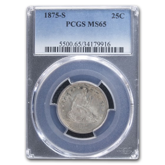 1875-S Liberty Seated Quarter MS-65 PCGS 1875-S Liberty Seated Quarter MS-65 PCGS